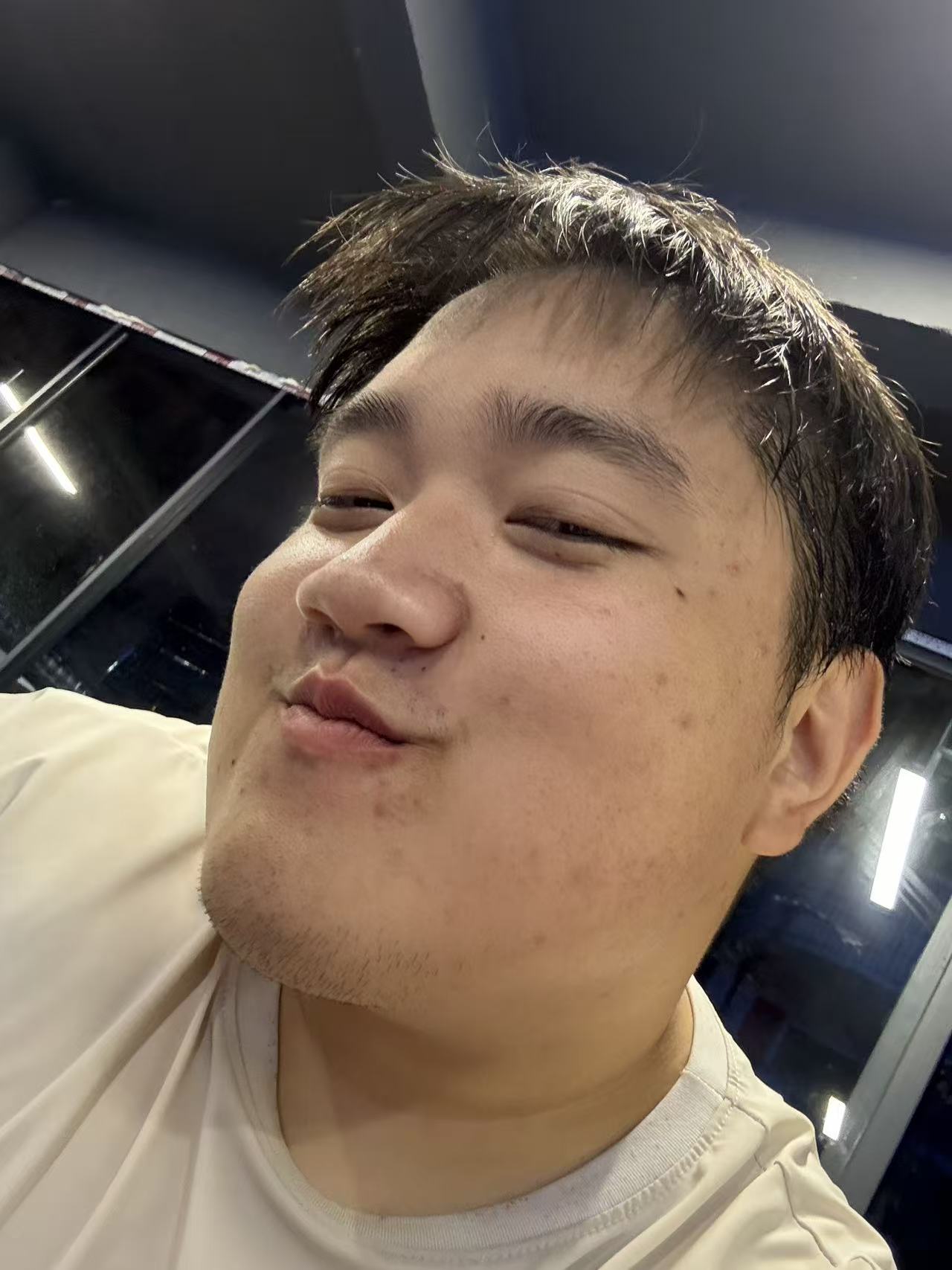 Gym Closeup Playful Expression